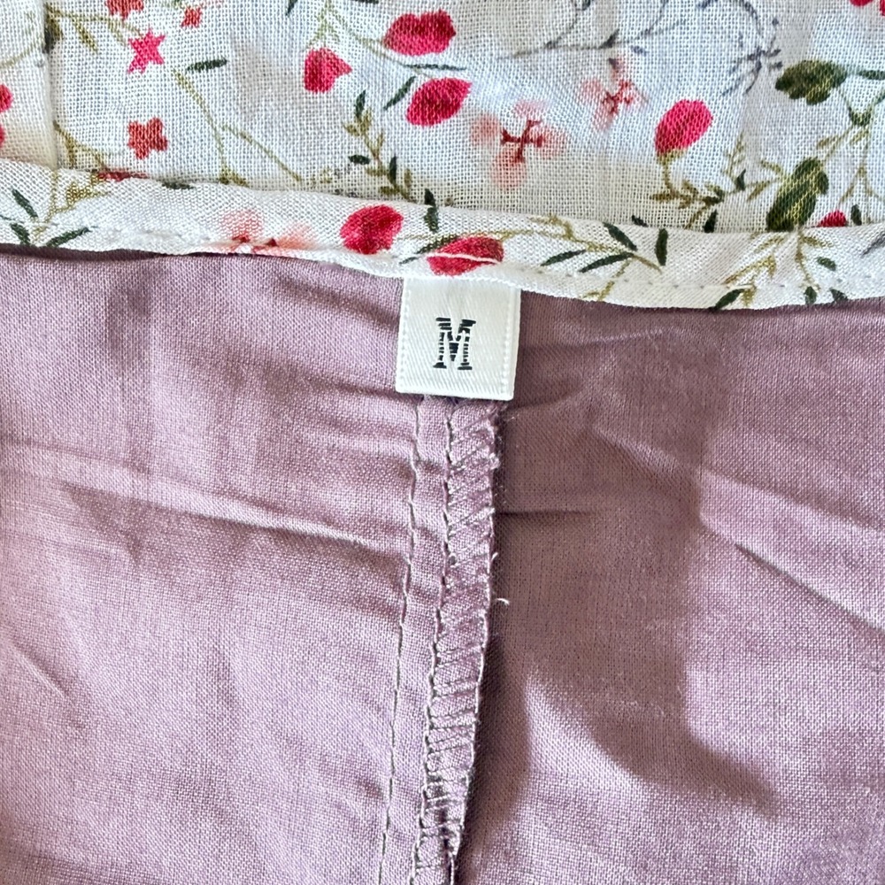April Cornell Style Cottagecore Floral Tunic White 100% Cotton Plum Lining Med. - Picture 9 of 16